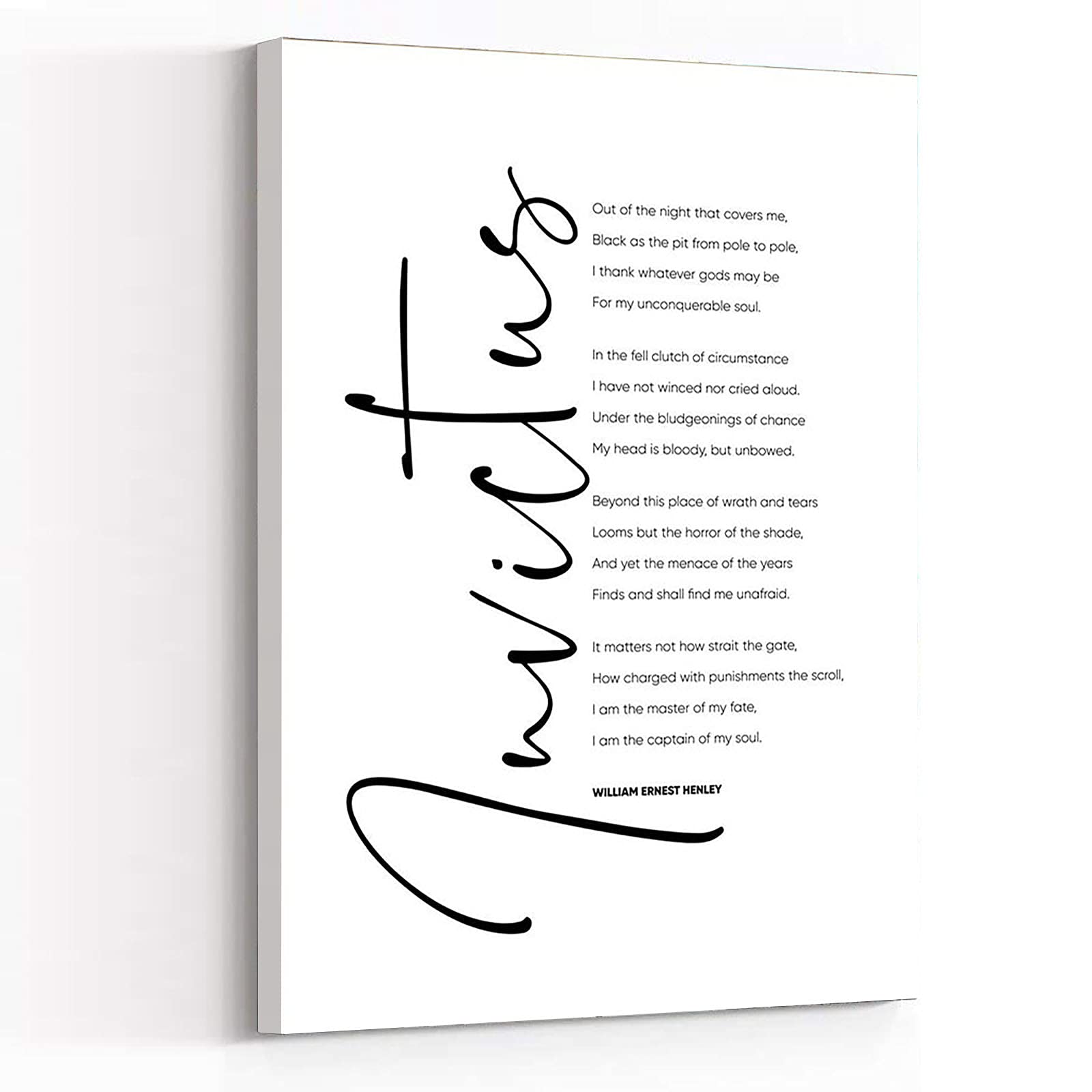 LKJS, Office Decor For Men,Invictus Poem,Inspirational Print,Poster,Printable Wall Art,Motivational Quote,Literature,Digital Download,Framed Canvas Wall Art, white, 12 x 18 in (30 x 45 cm) Framed