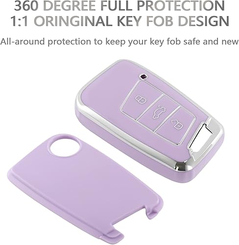 Miniatura 8 de OFFCURVE Funda para llavero Volkswagen, funda de TPU suave para llavero de 3 botones, llavero Jetta Beetle, Tiguan Passat Golf MK6 Polo