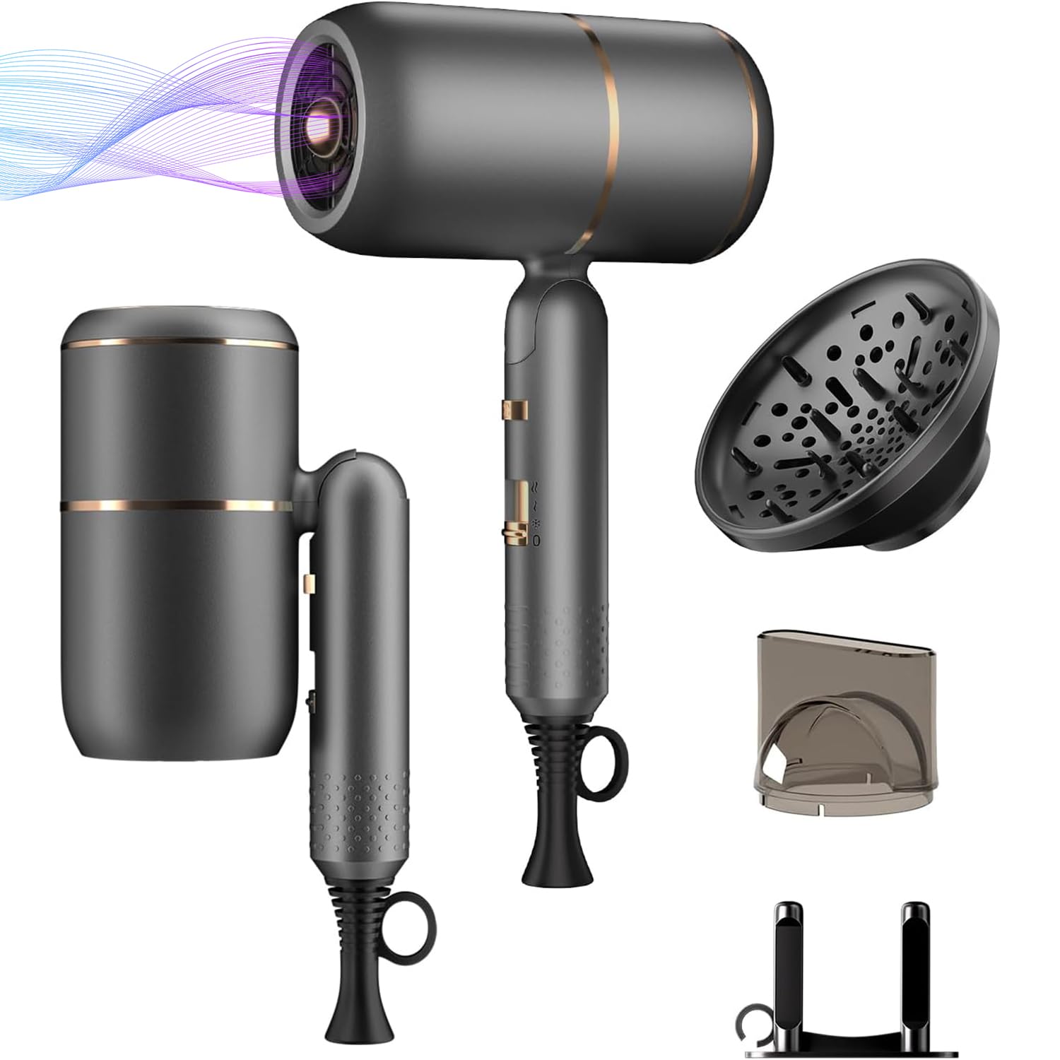 Angju Professional Ionic Hair Dryer Blow Dryer with Diffuser and Concentrator,Foldable Handle Travel Hair Dryer,Constant Temperature Hair Care for Fast Drying as Salon Light and Quiet