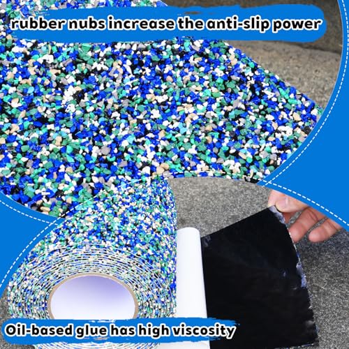 Image of Blue Rubber Anti Slip Tape 2Inchx16.5Feet,Blue Non Slip Tape for Pool,Stair Steps,Bathroom,Trails,tub,Boats,ramp,Stairs Grip Tape,No Skid, High Traction Friction