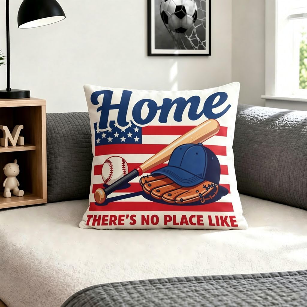 Patriotic Baseball Sofa Pillow Covers-18x18