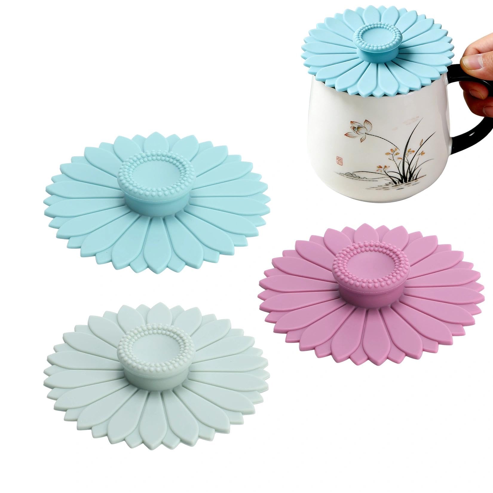 Mug Lids Silicone, 4 Pack 4 in Cup Covers for Drinks – Coffee Cup Cover Replacement for Ceramic Mugs & Glass Cups, Tea Accessories, Universal Flexible Silicone Lids, Dust Guard, Heat Keep, Easy Wash