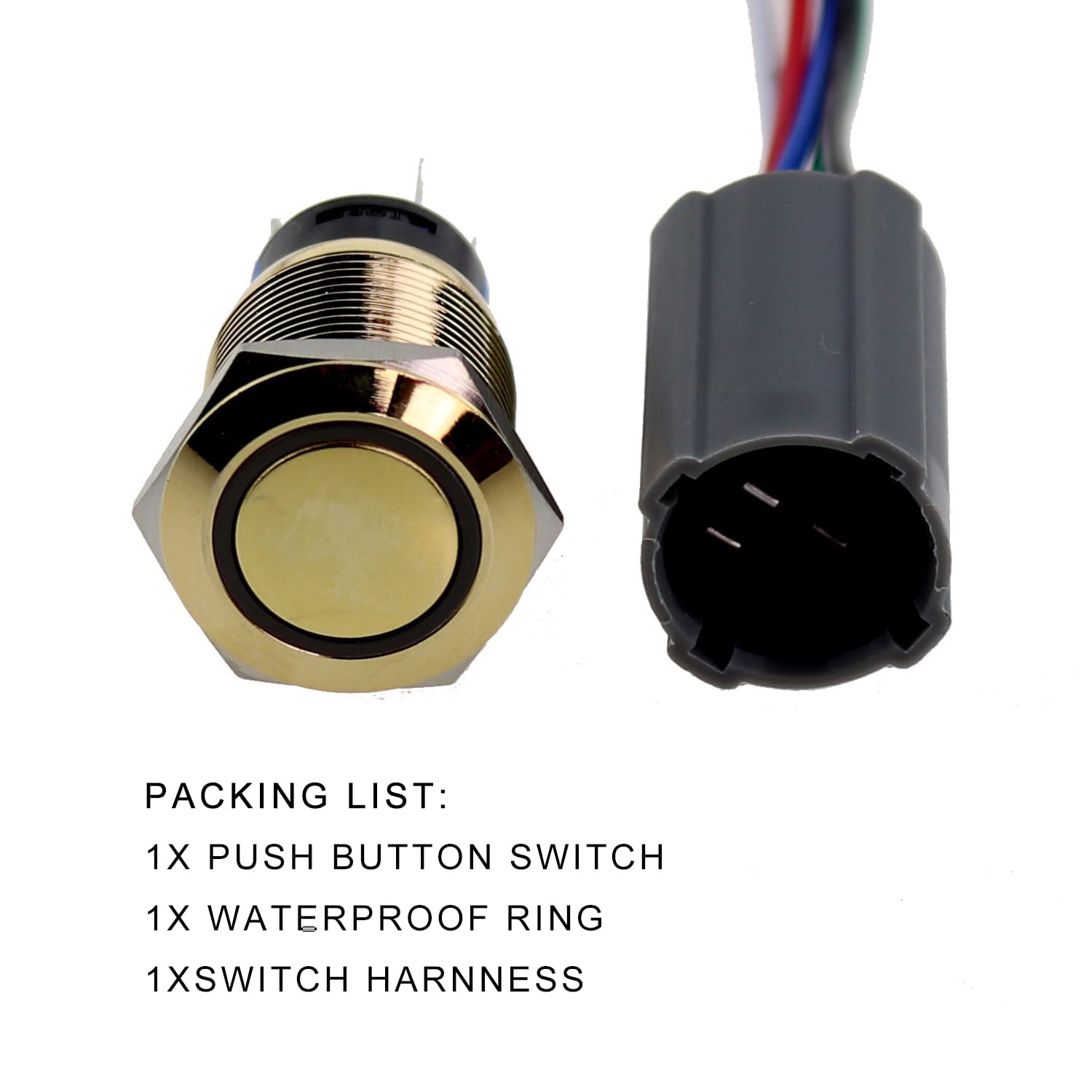 ラッチングプッシュボタンスイッチ ゴールド 工業用スイッチ 5A 12V-24V LEDライト エレクトロニクス DIYプロジェクト