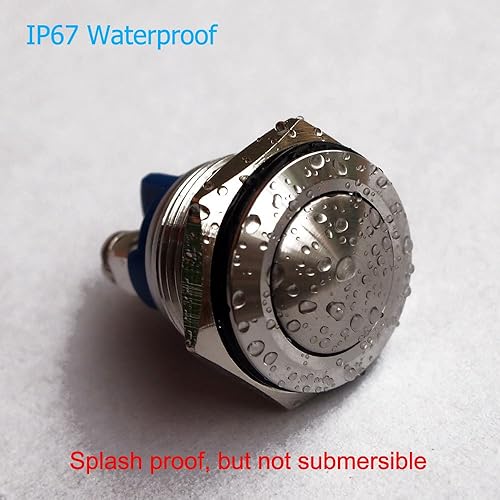 Miniatura 2 de Interruptor de botón momentáneo, URTONE UR162, 1NO SPST DC 30V AC 220V 3A carcasa de metal de acero inoxidable adecuado para orificio de montaje de