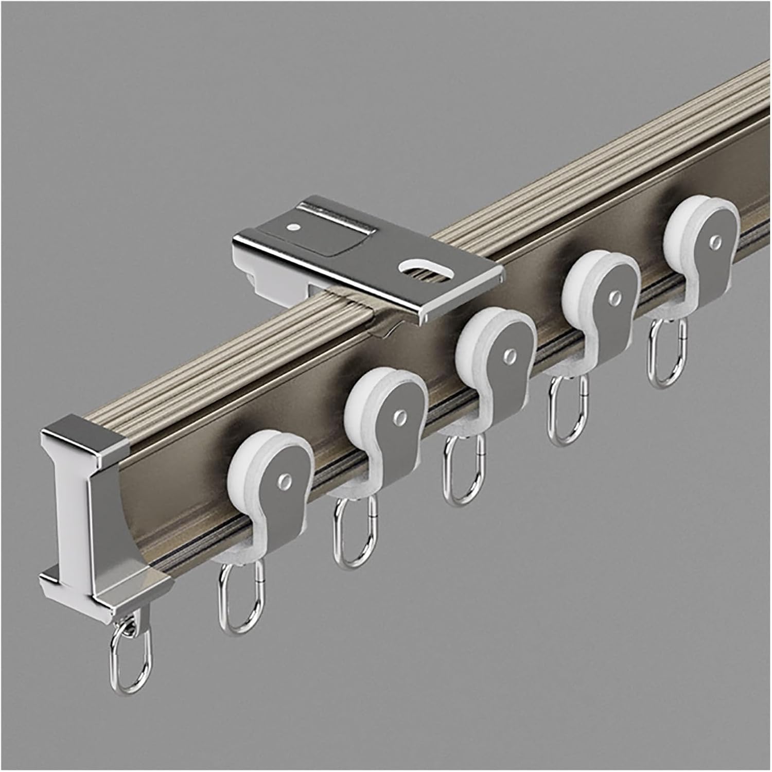 Sistema metallico flessibile da 1,8 m a soffitto e parete con puleggia silenziosa. Design pieghevole e tagliabile per ospedali e camper