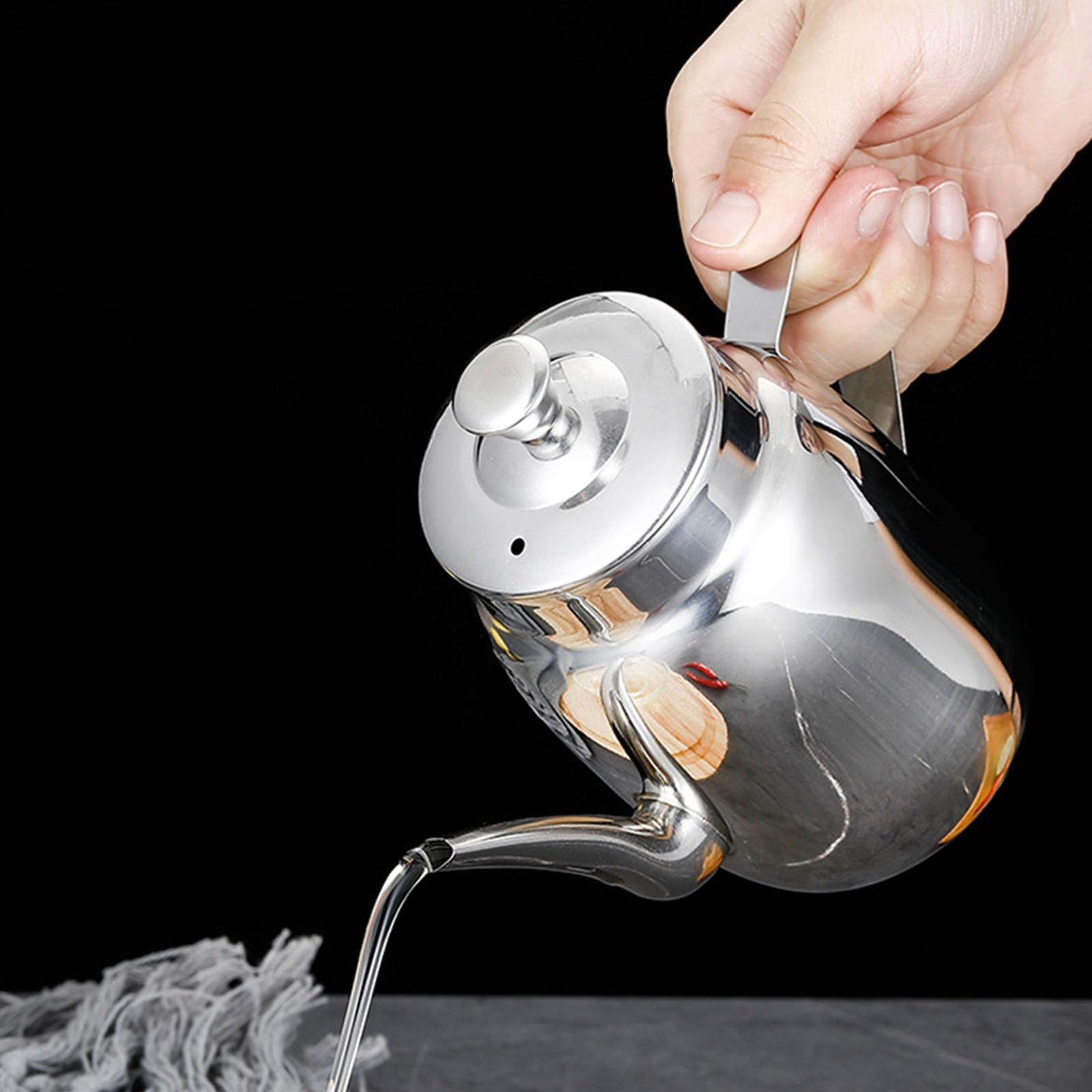 Jelquix Stainless Steel Oil Can Leakproof Durable Dispenser for Home Kitchen Use 260-350g (300ml)