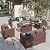 VONZOY Patio Furniture Set with Fire Pit Table, 5 Pieces Outdoor Furniture Sets, Wicker Patio Conversation Sets w/Waterproof Covers for Backyard, Porch, Balcony, Poolside(Grey)
