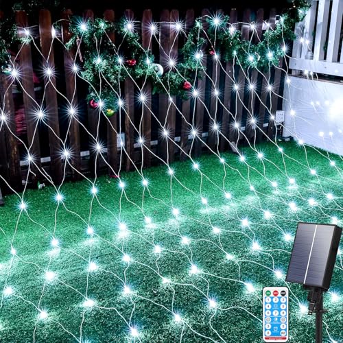 Aofonchy Rete Luminosa Solare, 3x2M 192LED Impermeabile Rete di Luci Solari, 8 Modalità Luci Della Rete con Telecomando e Timer, Rete Luminosa Esterni per Natale Cespugli Giardino Cortile Feste