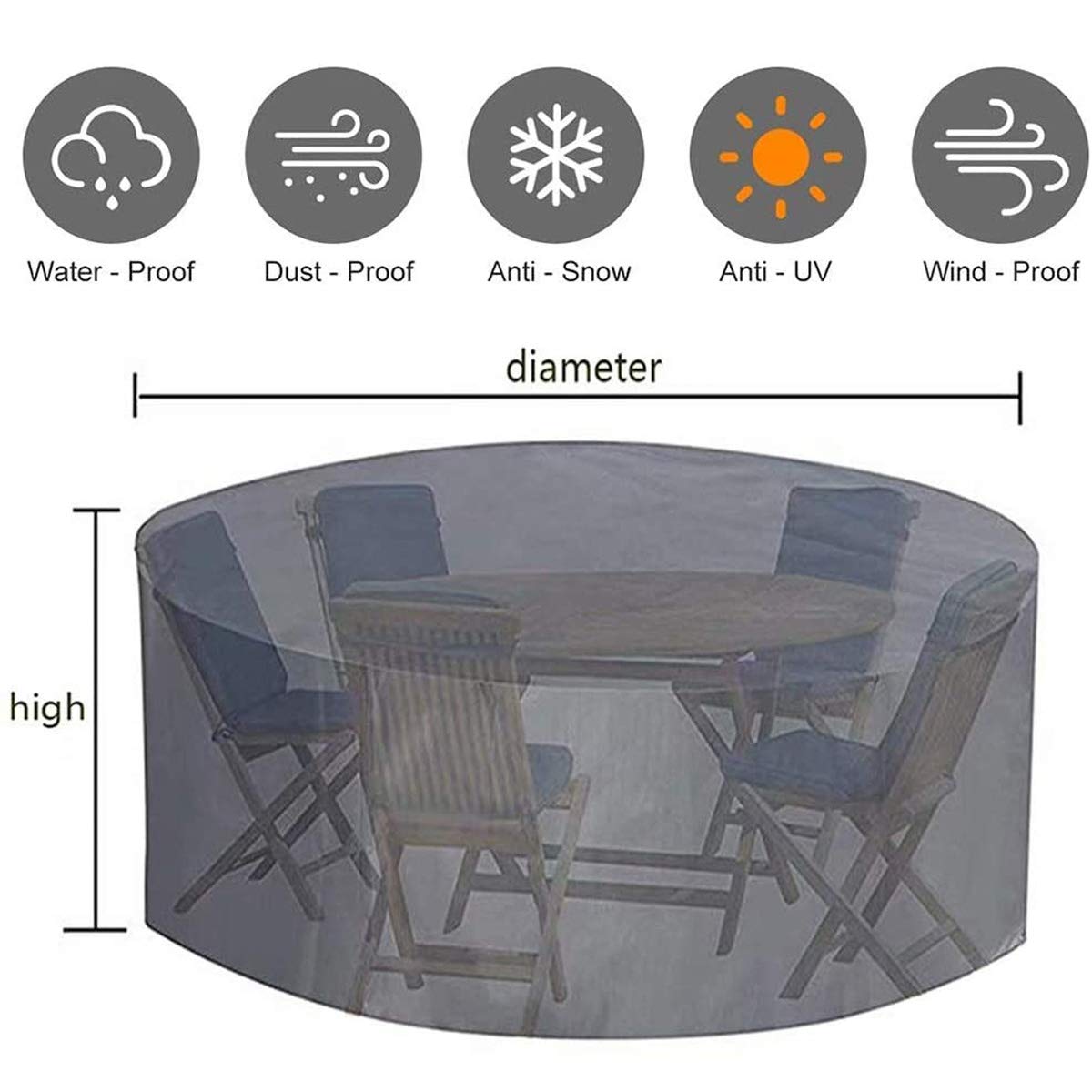 Housse Table De Jardin Ronde Bache Salon Jardin Exterieur Impermable