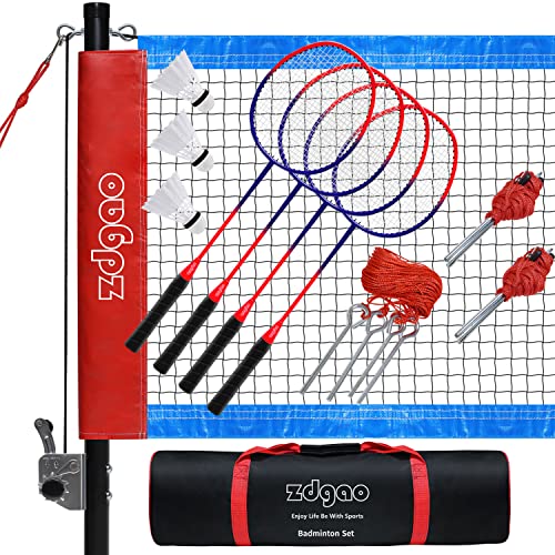 Zdgao Badminton Sets for Backyards with Net Portable Badminton Net