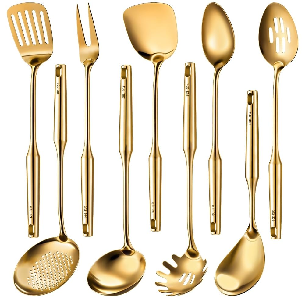 9 PCs 304 Edelstahl Küchenutensilien Set Kochutensilien Spatel Spatel, Kelle, Skimmer