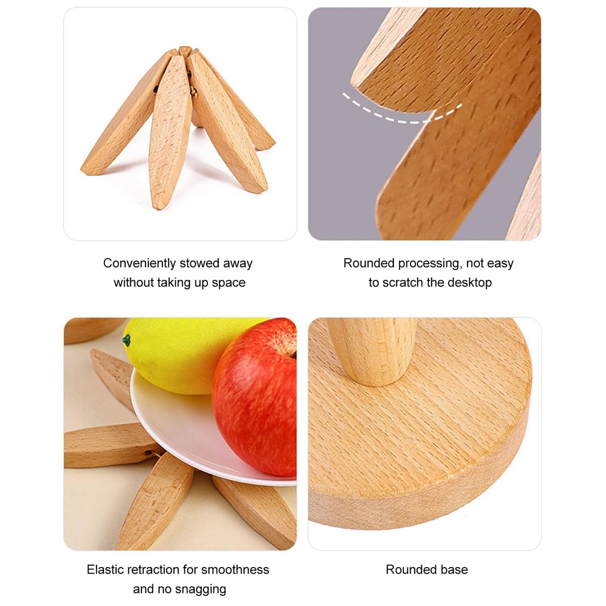 Dessous De Plat En Bois Pliable Forme Arbre - 22.5x10 Cm - Protection Pour Casseroles Chaudes, Décoration Cuisine