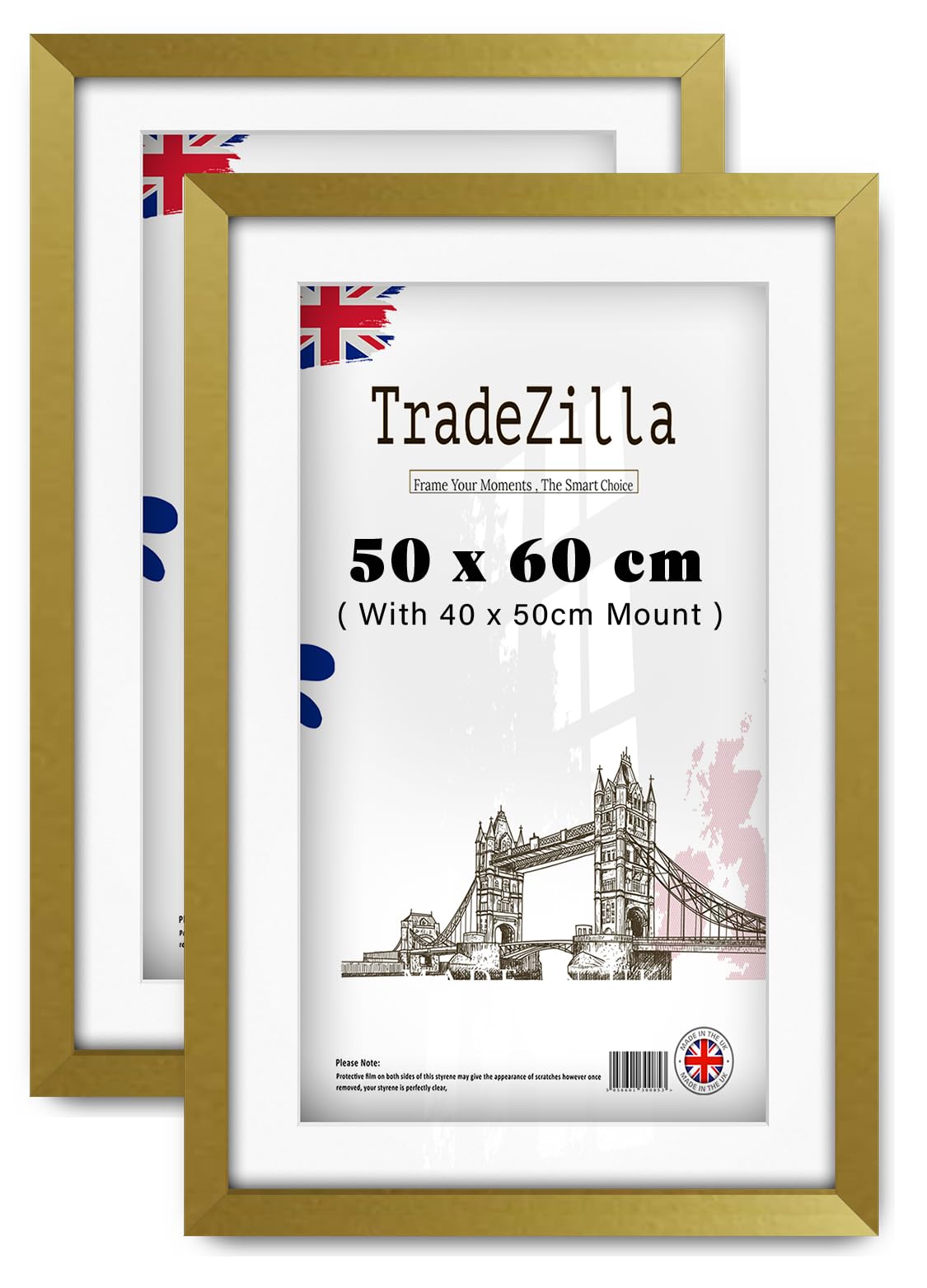 Tradezilla Gold Pack Of 2 Mdf Wood Finish (50 X 60 Cm) With 500 X 400 Mm White Mount Wall Mounted Frame | 24X20 Inch Picture, Poster, Certificate Frame For Home & Office Décor [ ]