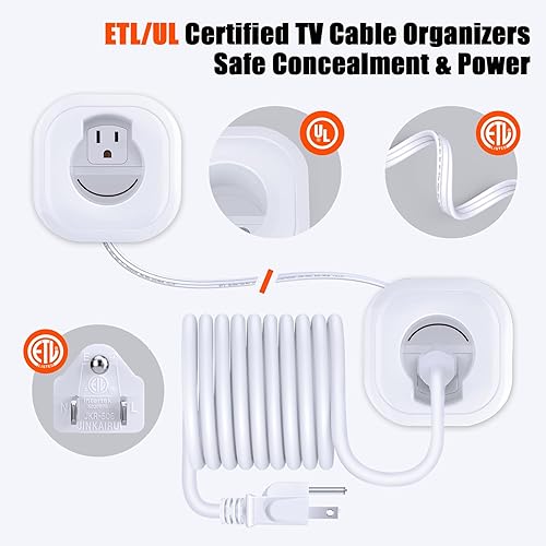 Miniatura 3 de ELECPOW Ocultador de cable de TV montado en la pared, ocultadores de cable blanco para sistema de gestión de cables en la pared, gestión de cables