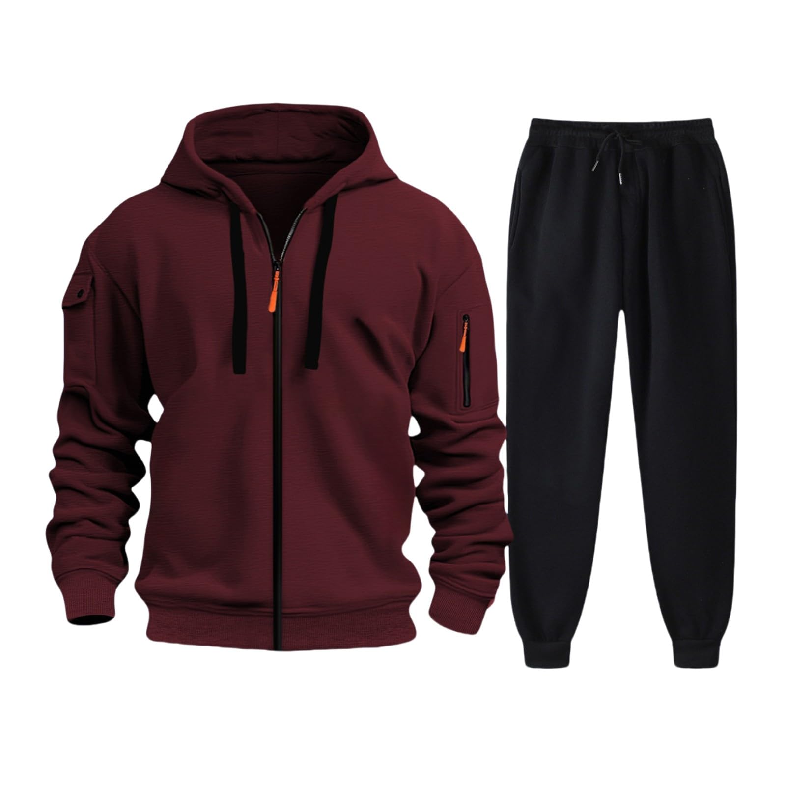 Chándal completo de invierno para hombre, deportivo, chándal de 2 piezas, sudadera con capucha y pantalones bolsillos, para casa, trajes completos de invierno de felpa Y2k, conjuntos deportivos