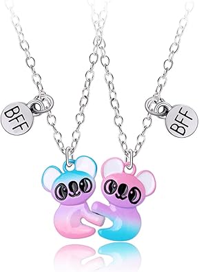 FORUBUS BFF Necklace Matching Split Heart Pendant Friendship Jewelry for Best Friends, Roommates, Sisters, Besties
