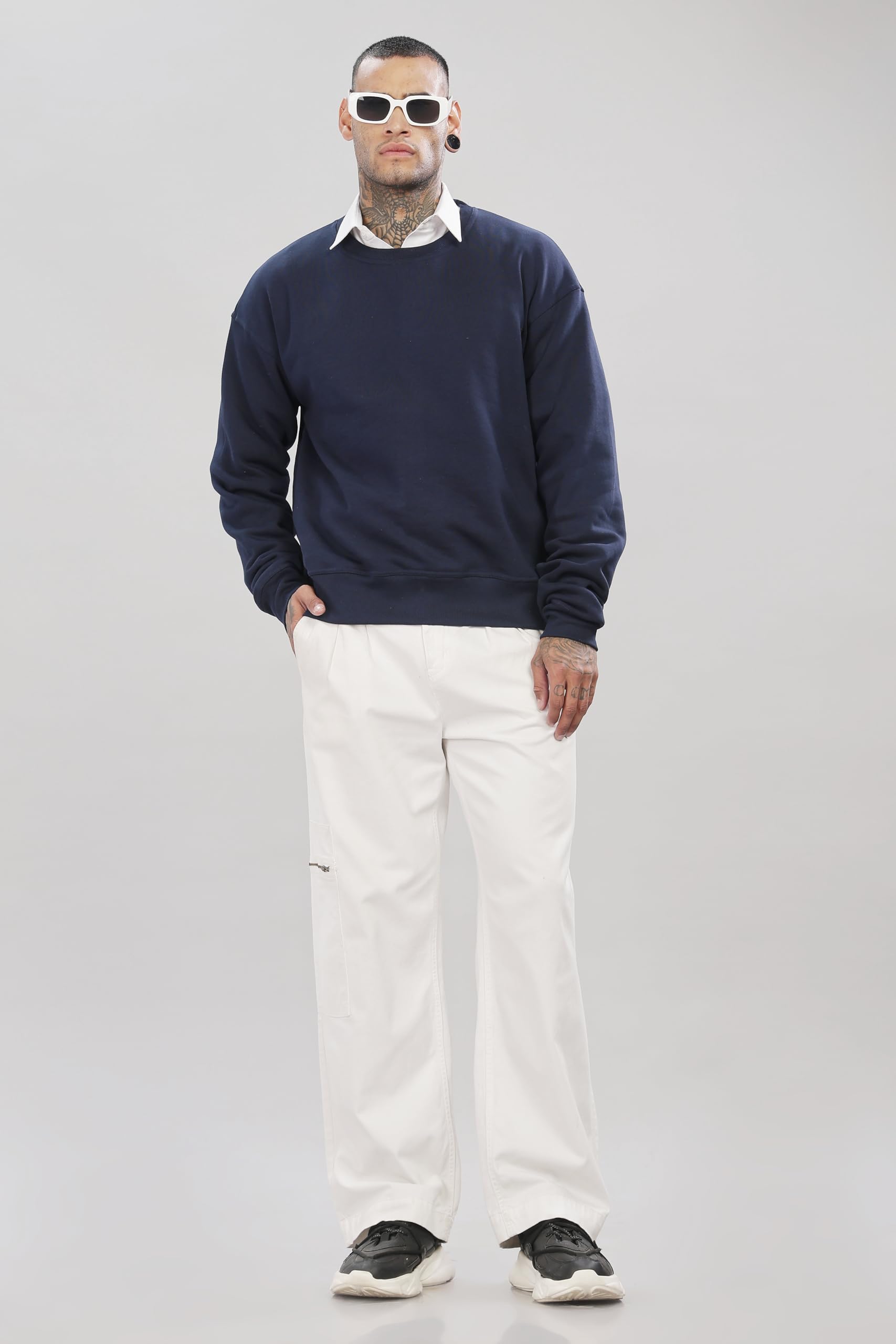 ADRO Bluza męska, oversize, z polaru bawełnianego, 340 g/m², męska bluza na zimę