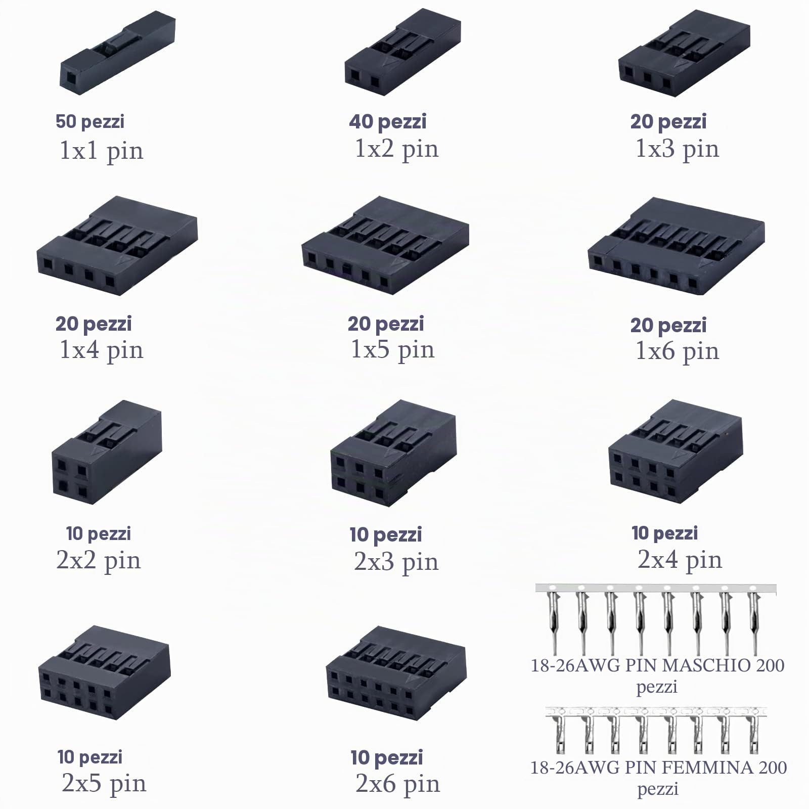 620pcs Du-pont Connettore 2.54mm Passo 1 2 3 4 5 6 Pin Alloggiamento Connettore Kit, Maschio e Femmina Crimp Adapter Terminali Filo Jumper a Crimpare Cavo Pin