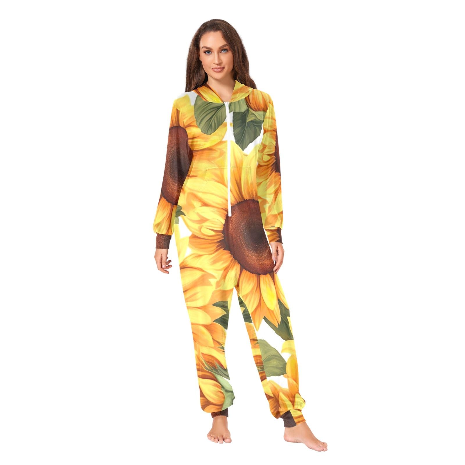 Pigiama natalizio per adulti, con girasoli, in morbido pile, per uomo e donna, comodo abbigliamento natalizio