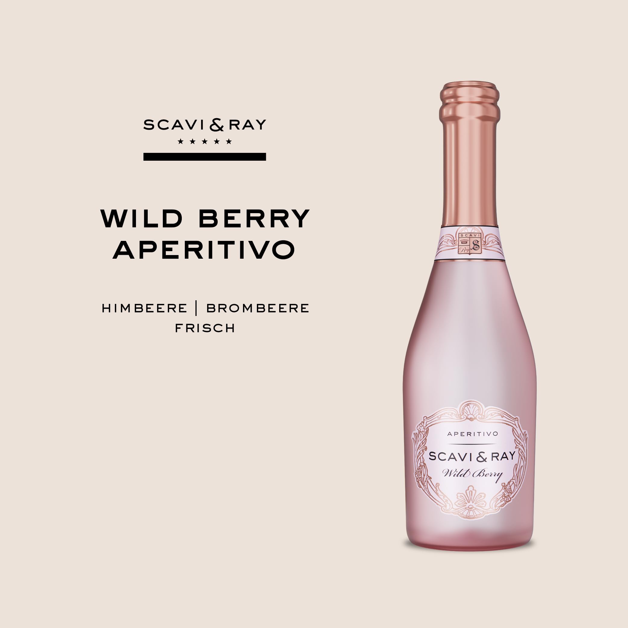 SCAVI & RAY Wild Berry Sprizz Piccolo – 24 x 0,2 l Glasflaschen – fruchtiger Aperitif-Cocktail mit feiner Perlage, Himbeere, Brombeere, Cranberry & Hibiskus, 5,5% Vol. Alkohol – perfekt für unterwegs