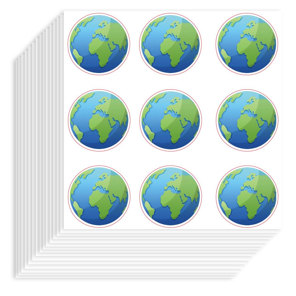 Hobbspring 180pcs Earth Stickers 9x9cm Self-Adhesive Paper Decorative Stickers Waterproof Planet Earth Sticker for Scrapbook Calendar Journals Crafting Party Gift Bag Decor