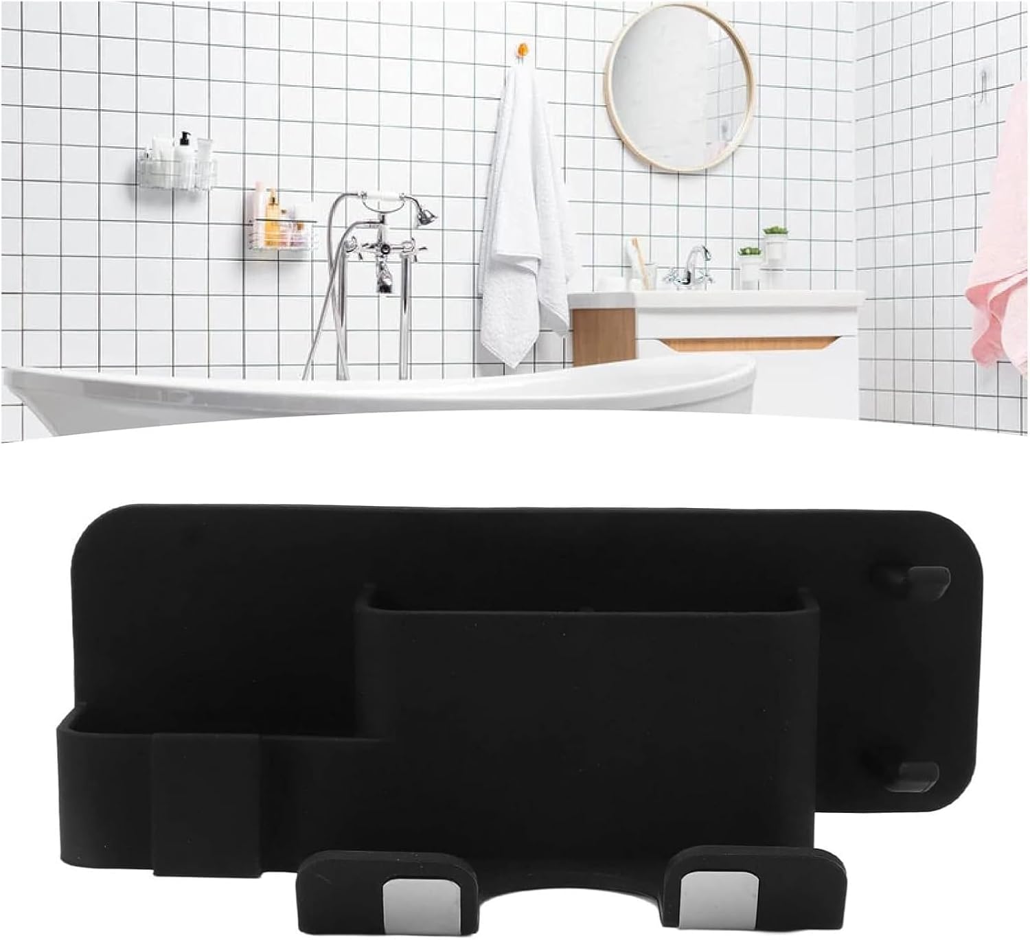 Soporte De Pared para Secador De Pelo, De Silicona, Organizador Universal para Maquillaje, Dormitorios Y Baños., Grey