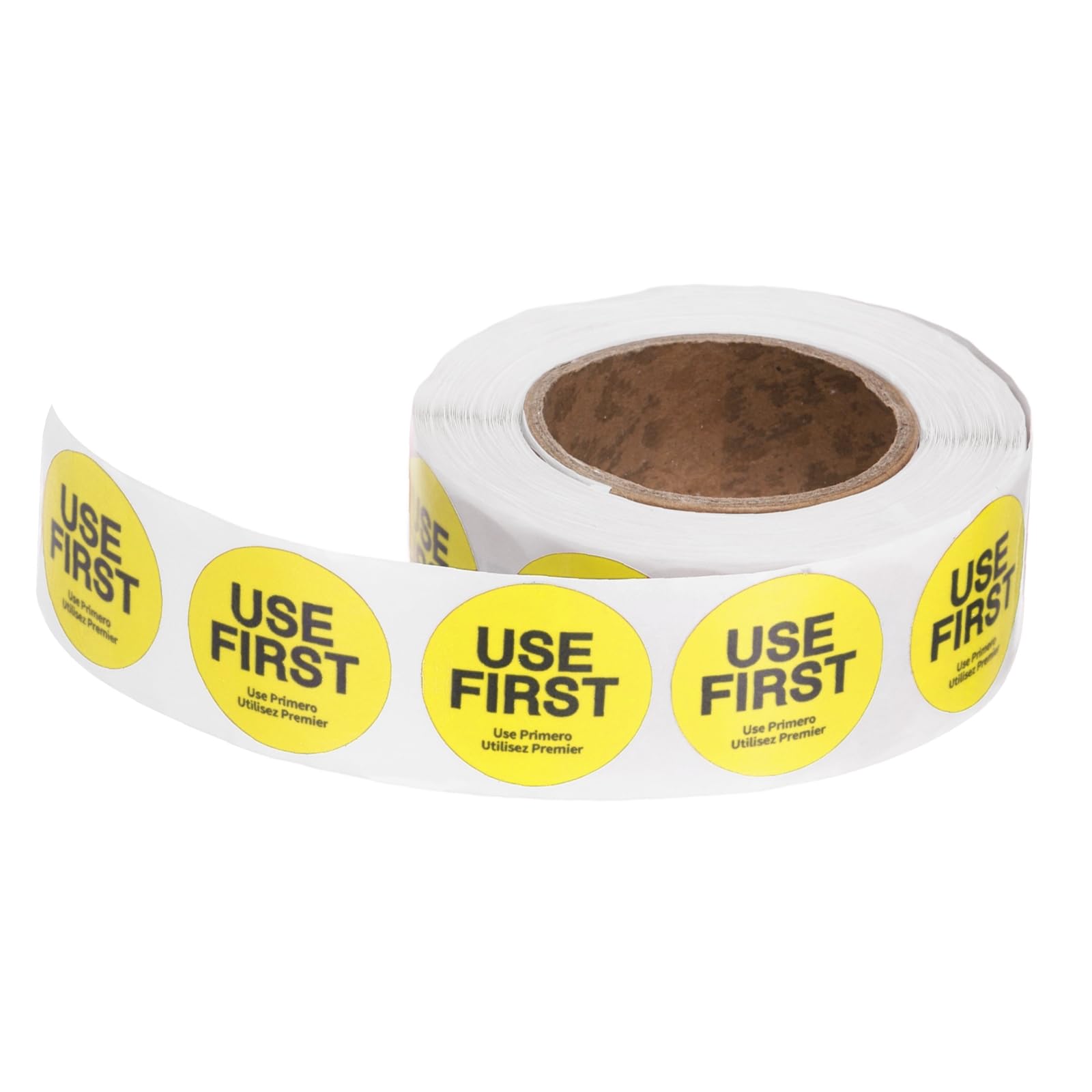 PATIKIL 500 Pcs Adhesive USE First Label Stickers, 1 Inch Circle Use First Stickers Inventory Control Labels for Food Service Kitchen Restaurants Retail Storage, Yellow