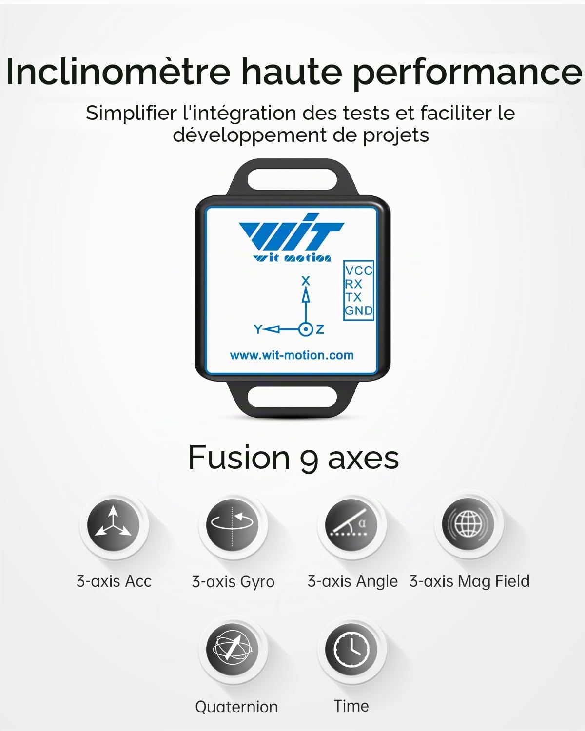 [Enregistreur d'accéléromètre IMU] WT901C-232 Capteur d'inclinaison 9 axes, accélération 3 axes, gyroscope, magnétomètre, inclinomètre, boussole numérique, module USB RS232 MPU9250
