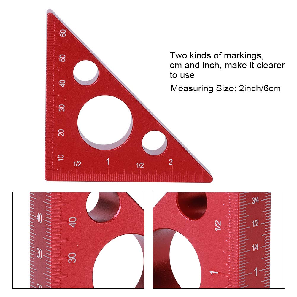2 Inch / 6 Cm Aluminum Alloy Triangle Square Ruler - Waterproof High Accuracy Imperial/Metric Scale For Woodworking - View #8