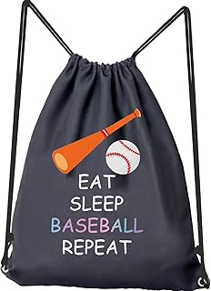 JYTAPP Baseball Backpack Drawstring Bag Eat Sleep Baseball Repeat Sackpack String Bag Baseball Softball Player Gifts