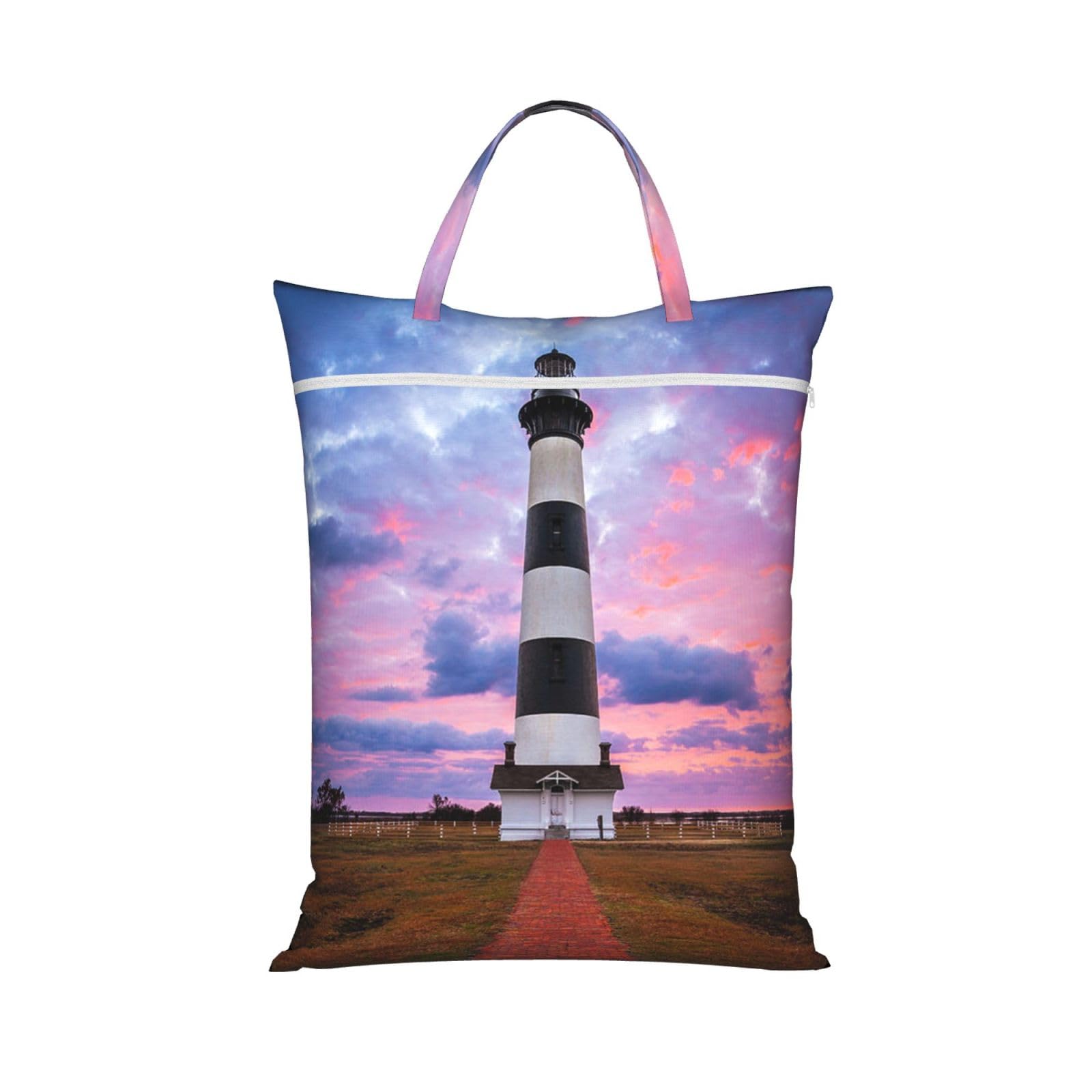 Yfsgdlbn 1 Pc Beauty Lighthouse Printed Travel Dirty Laundry Bag Clothes Pack Storage Basket Bag