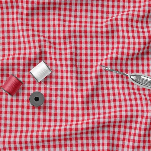 Image of BIGREAMS Pure Cotton Checkered Unstitched Ghingham Summer Shirt Piece For Men's (Red, Yellow, Green)
