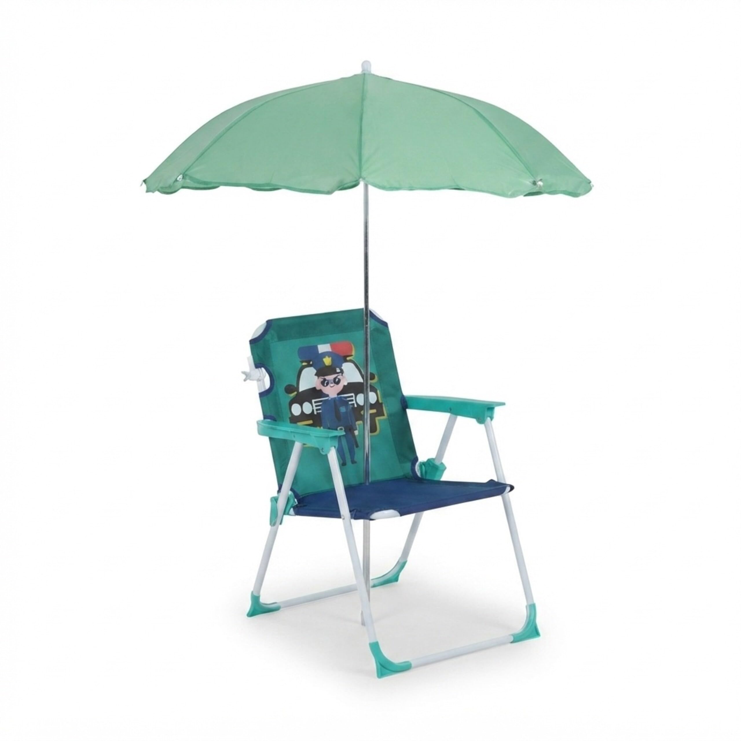 Relaxdays Silla Infantil Plegable con sombrilla, Camping/Picnic, 51,5x36x37,5 cm, policía, Multicolor