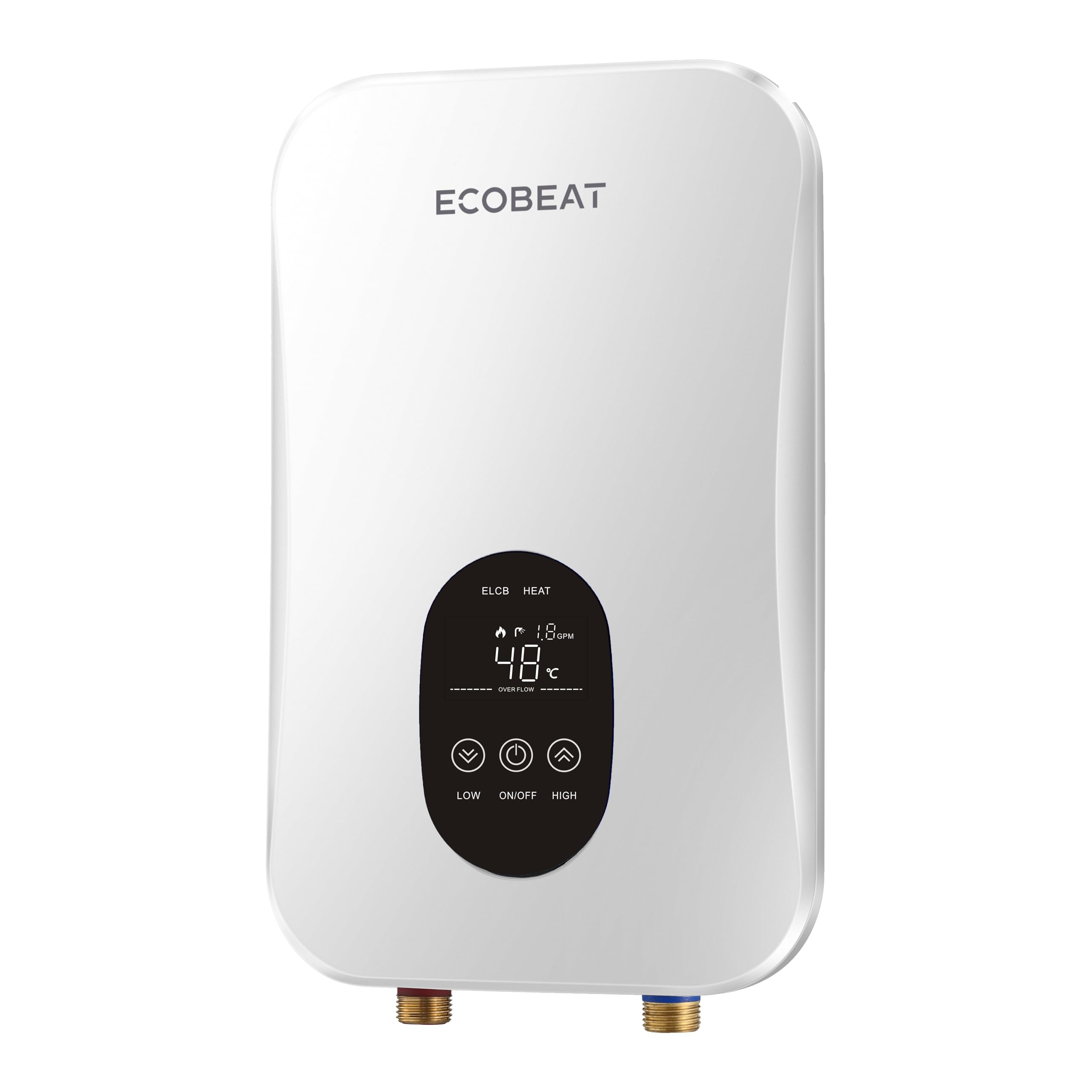 EcoBeat Calentador de Agua Instantáneo Eléctrico Compacto (Tamaño folio), Termo Sin Tanque, Pantalla LED Táctil con temperatura graduable. (5500 W)
