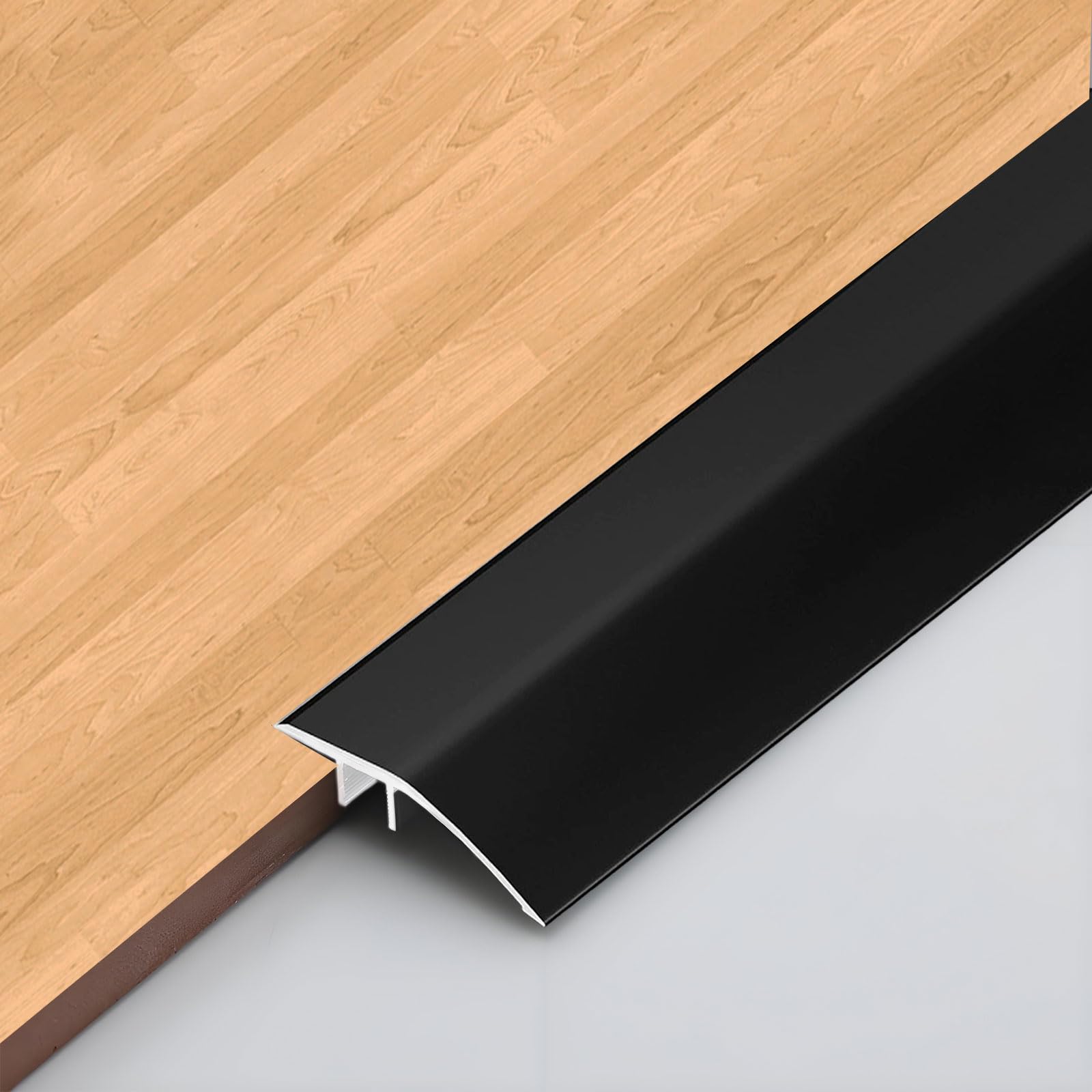 Aluminium-Bodenübergangsstreifen,0,9 m x 43 mm Aluminium Türschwellen Leiste, Selbstklebendes Übergangsprofil, Bodenübergangsleiste, Überbrücken die Höhenausgleich 8-15 mm