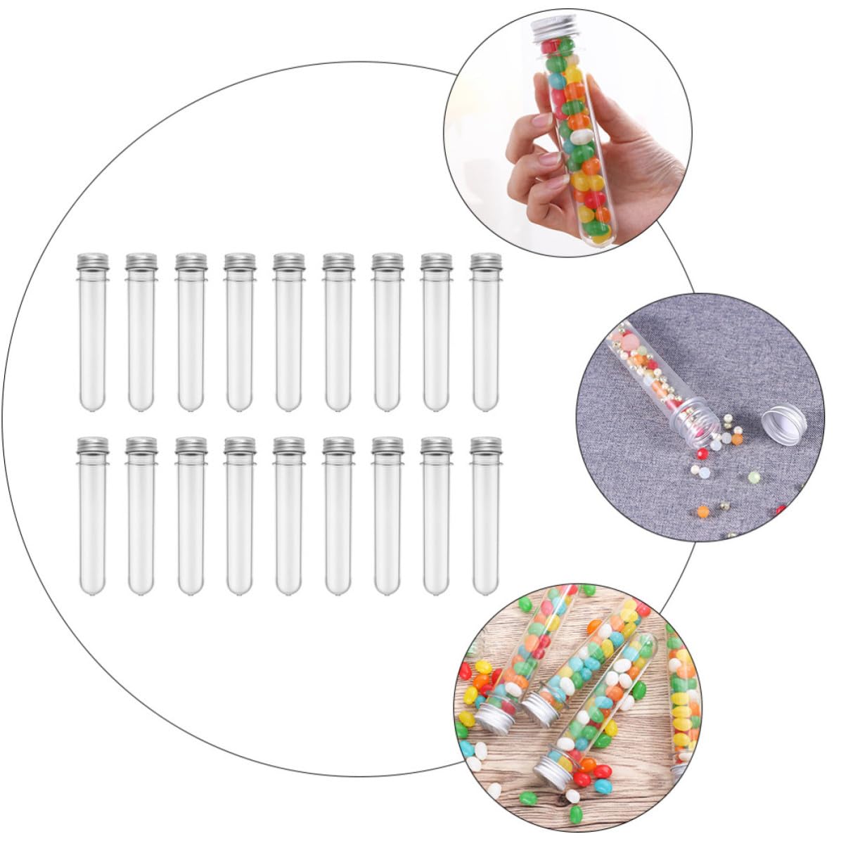 CRAFTHROU 50 Piezas Tubo de Ensayo de Pet Transparente de 45ml, Bien Sellado y Portátil, Adecuado para Almacenamiento y Organización en Cocina y Baño