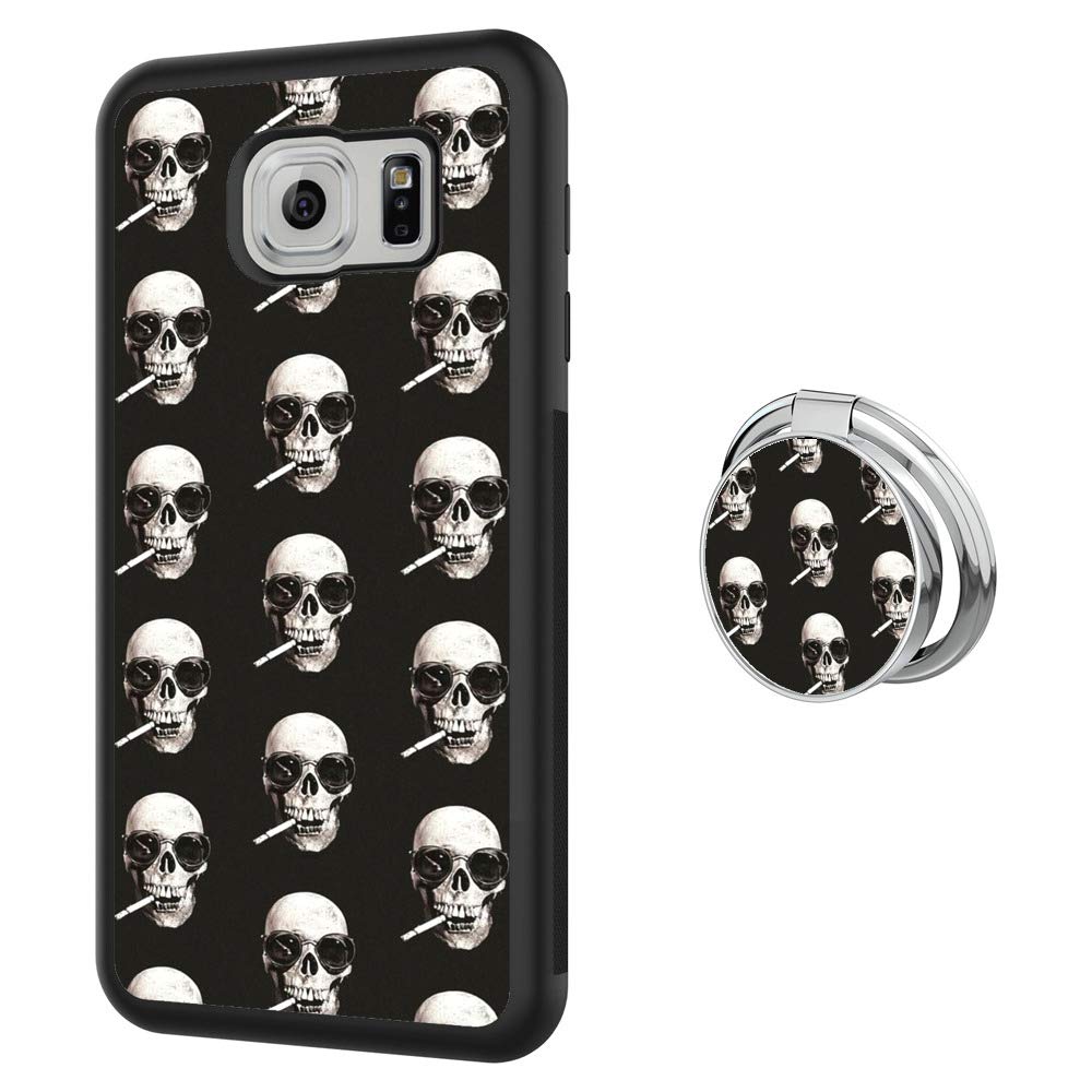 iNeworld Phone Case and Phone Ring Buckle Compatible for Samsung Galaxy S7 -Full Body Case with Holder Ring Cover Protector Heavy Duty Protection case Shockproof case(Skull)