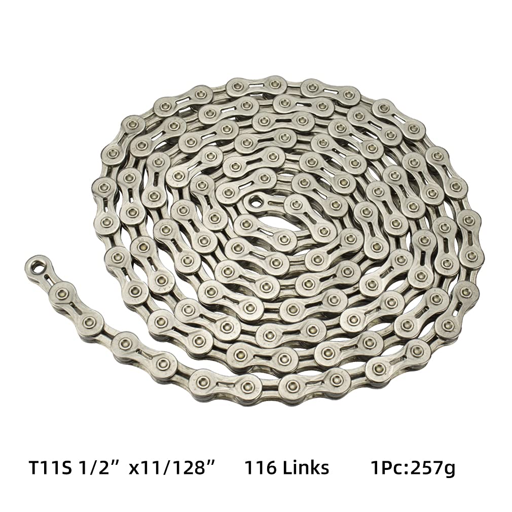 CYSKY Chaîne de vélo 11 vitesses, 1/2x11/128 pouces 116 maillons en acier haute résistance pour vélo de montagne de route à 11 vitesses