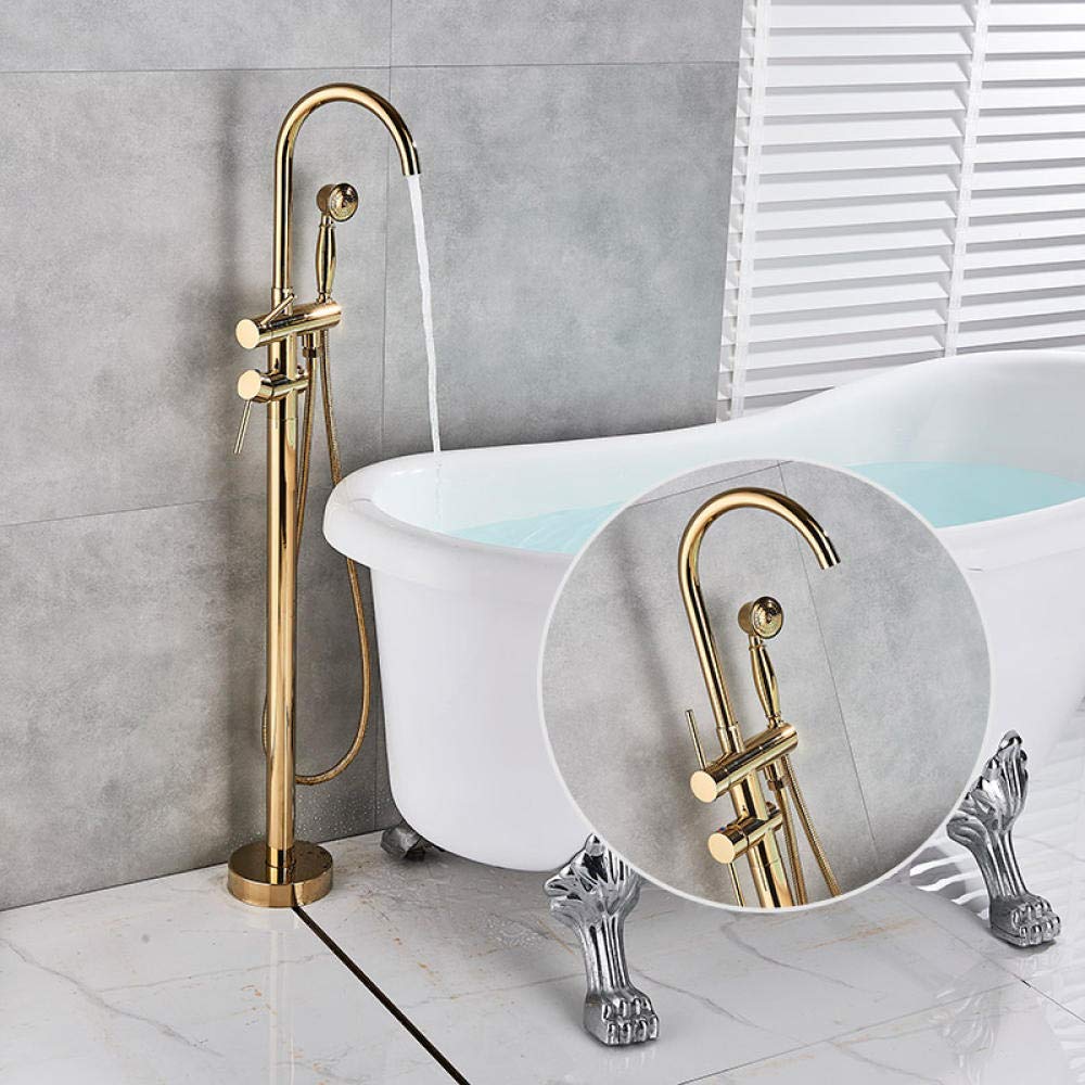 ASerZenith Bathroom Gold Standing Floor Mounted Tub Faucet Bathtub Mixer Water Tap Valve Faucet(Type B)