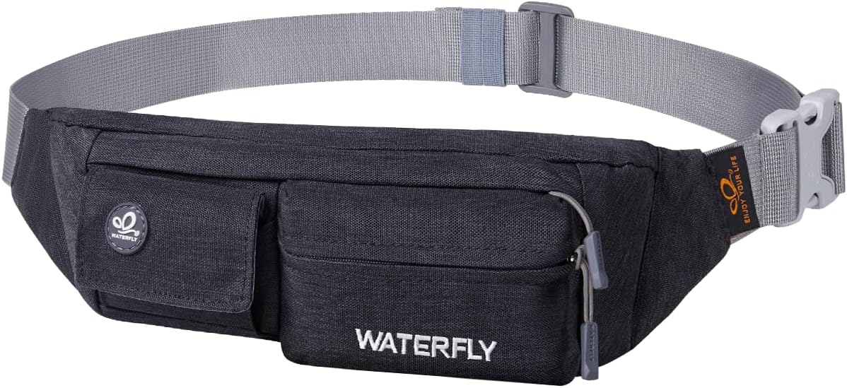 Waterfly Waist Bag Pack Slim Water Resistant Fanny Pack Travel Bum Bag Running Belt for Traveling Cycling Hiking Camping