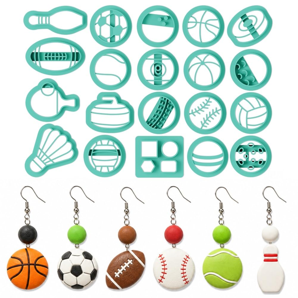 ORIGACH 20 Pcs Sports Ball Polymer Clay Cutters Set