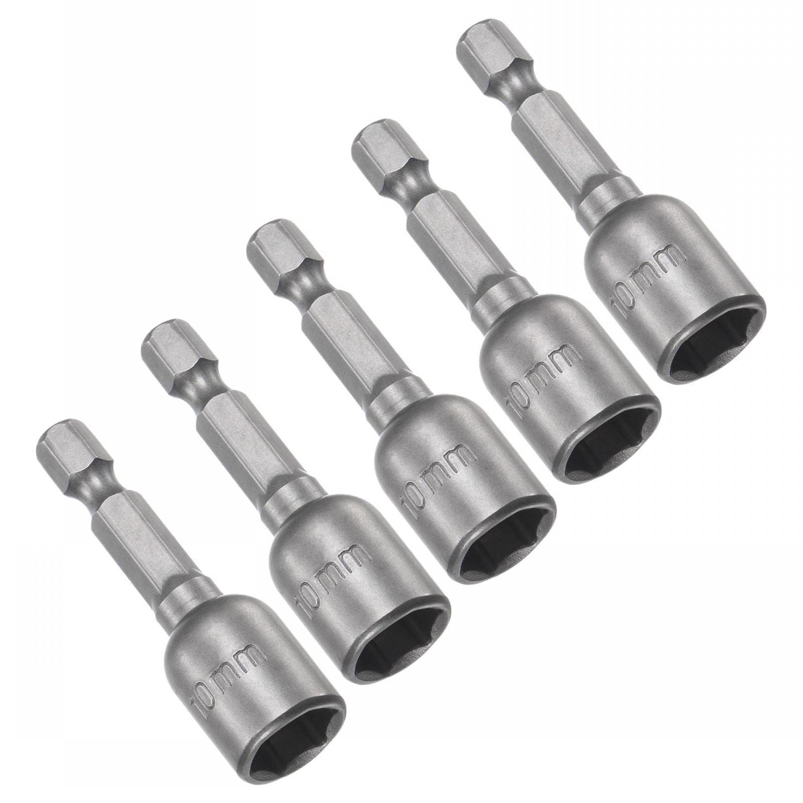 ROWORKX 5Pcs 10mm Magnetic Nut Setter Driver Drill Bit Set, 1/4 inch Hex Shank Quick Change, 48mm Length Metric Nut Driver Set for Drill, Electric Screwdriver, Impact Driver, Woodworking, DIY