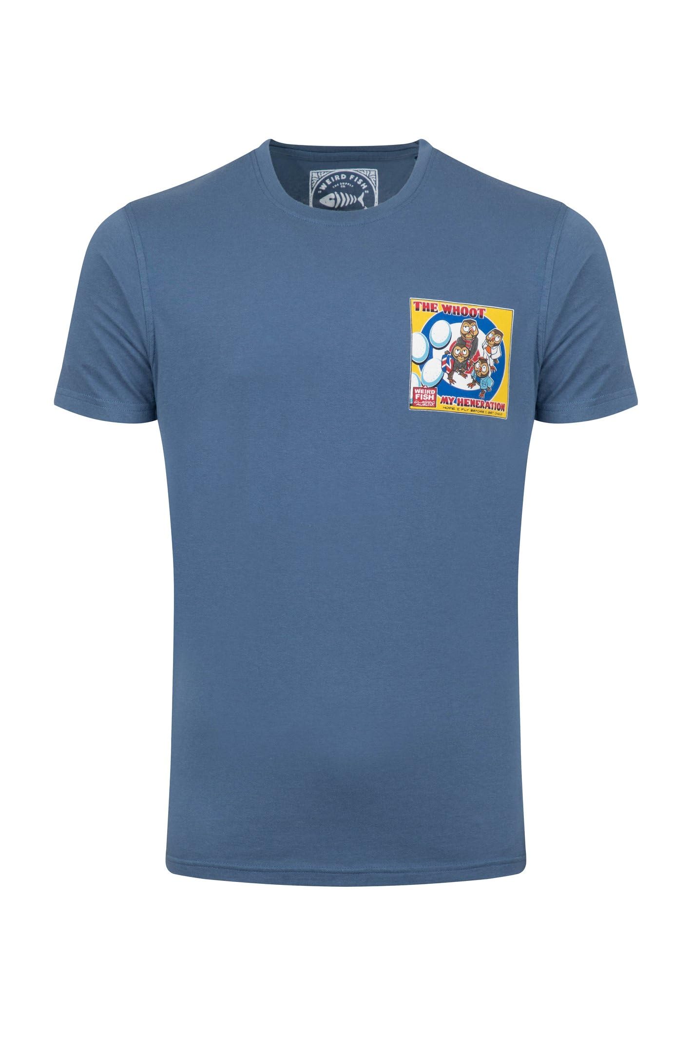 Weird Fish Men's Ensign Blue The Whoot Back Print Artist T-Shirt Size L
