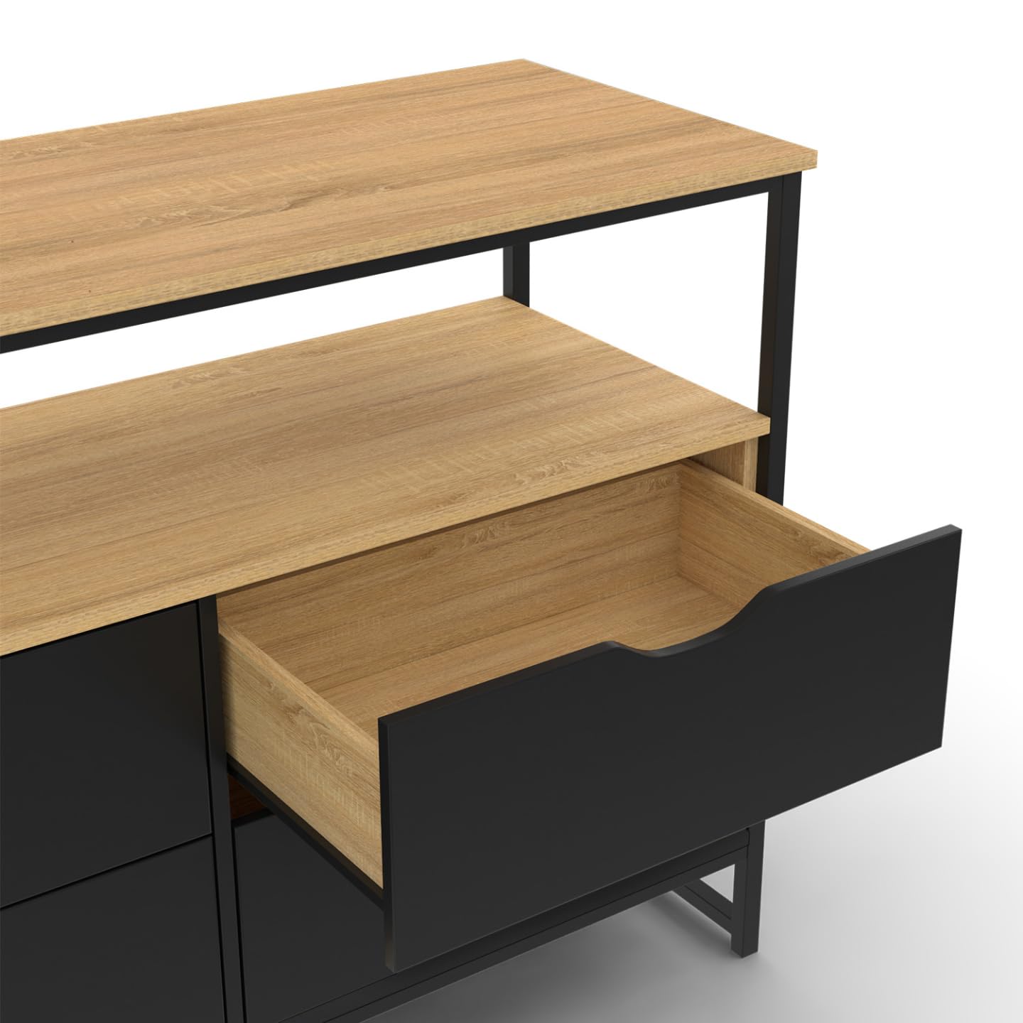 IDMarket BOSTON Cassettiera Industriale 110 Cm – 4 Cassetti + Ripiano, Legno E Metallo, Stile Newyorkese - 3