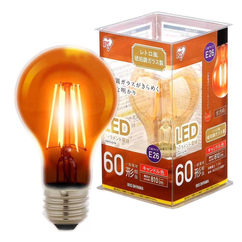 15個 アイリスオーヤマ 調光器対応 LEDフィラメント電球 60形 E26 4個セット】LEDフィラメント電球 E26口金 全方向タイプ 60W形
