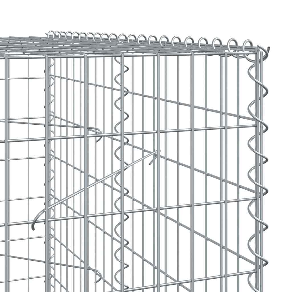 Gavión con tapa, 350 x 100 x 200 cm, cesta de piedra galvanizada | Cesta de malla de alambre galvanizado resistente para jardín. Ideal como protección visual o decoración en exteriores.