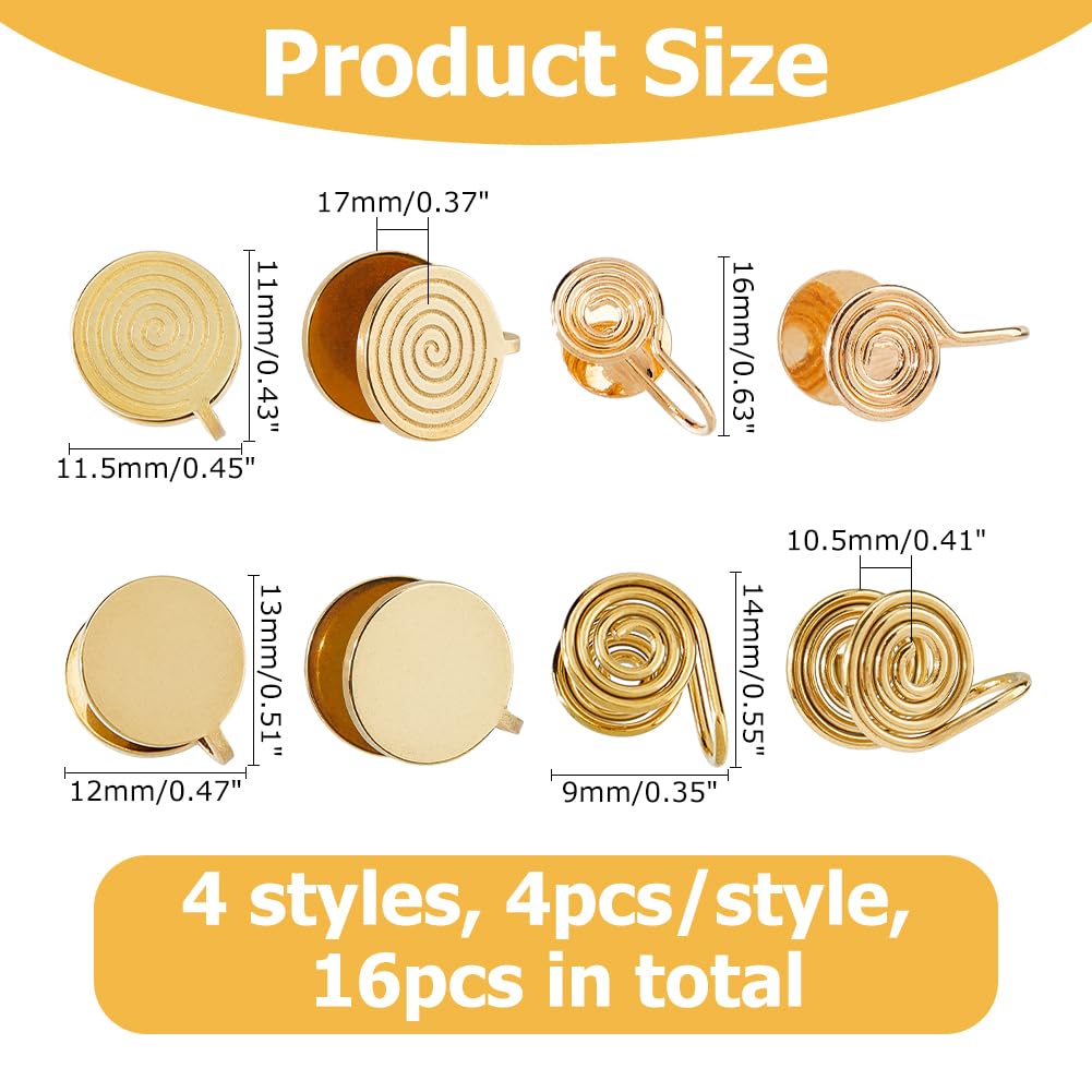 UNICRAFTALE 4 paar 4 kleuren druk oorbellen voor keloïden, roestvrij staal, punk clip-on oorbellen, spiraalvormige compressie-oorbel, lichtgewicht, geen piercing, verjaardagscadeau voor vrouw, dochter