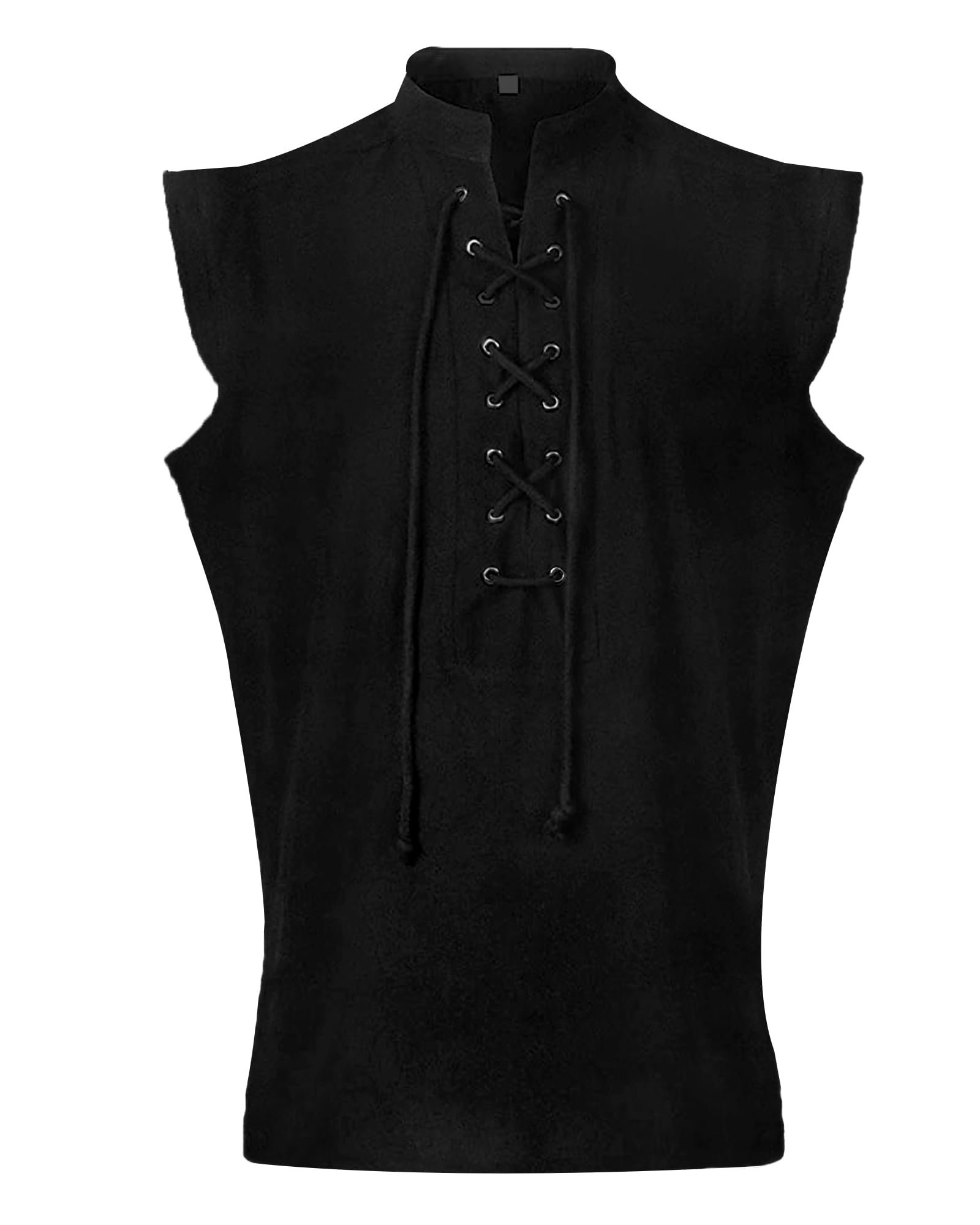 YAOBAOLE Camicia da uomo senza maniche medievale Viking Costume con lacci Renaissance Viktorian Steampunk Pirata Camicia Uomo
