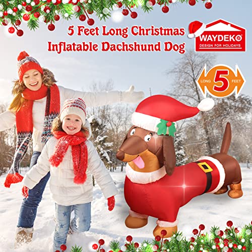 Chien teckel de Noël gonflable 1,5m : décoration jardin extérieure