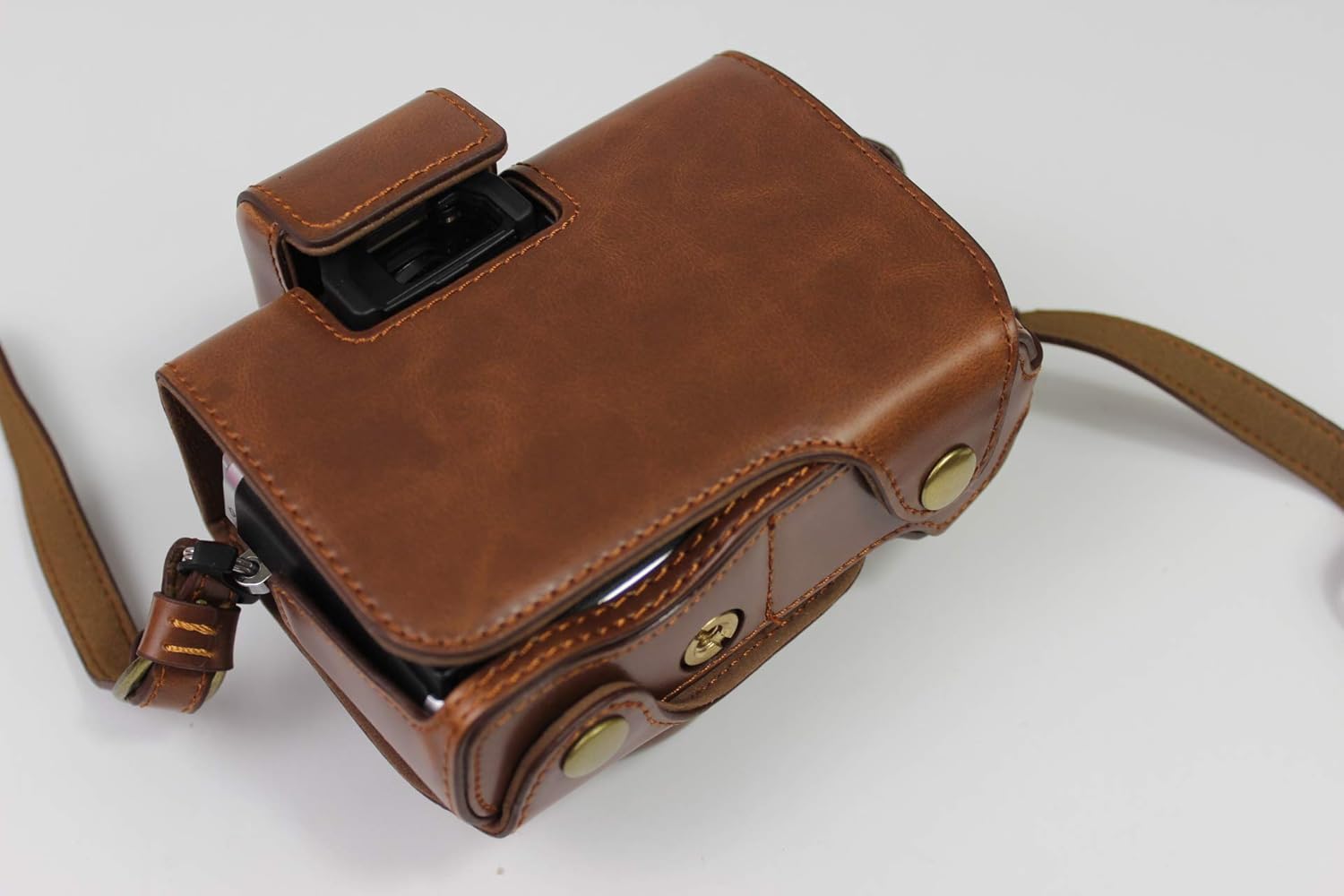 E-M10 Mark IV Case, BolinUS Handmade PU Leather Fullbody Camera Case Bag Cover for Olympus OM-D E-M10 Mark IV with 14-42mm EZ Lens Bottom Opening Version + Neck Strap + Mini Storage Bag (Coffee)
